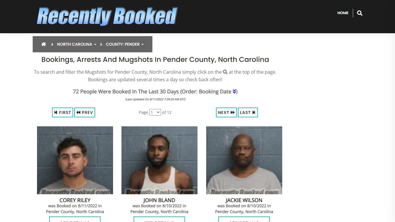 Recent bookings, Arrests, Mugshots in Pender County, North ...